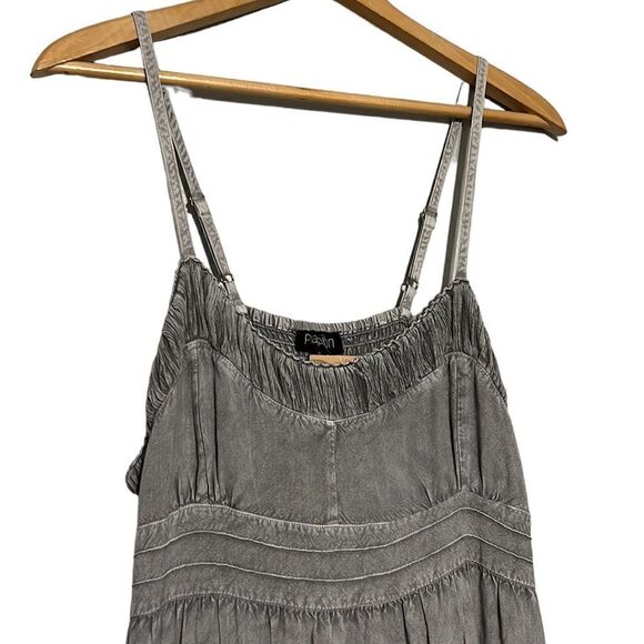 Sundress Woman’s Size XL Papillon Gray Stone Washed Spaghetti Straps Cinched - Picture 2 of 11